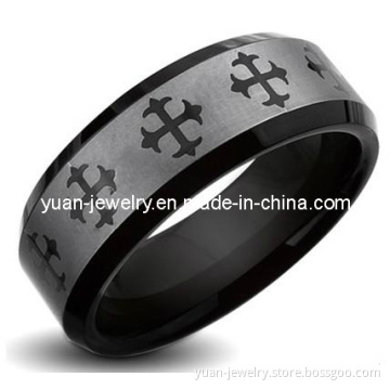 Men's Tungsten Carbide Multi-Cross Comfort Fit Ring